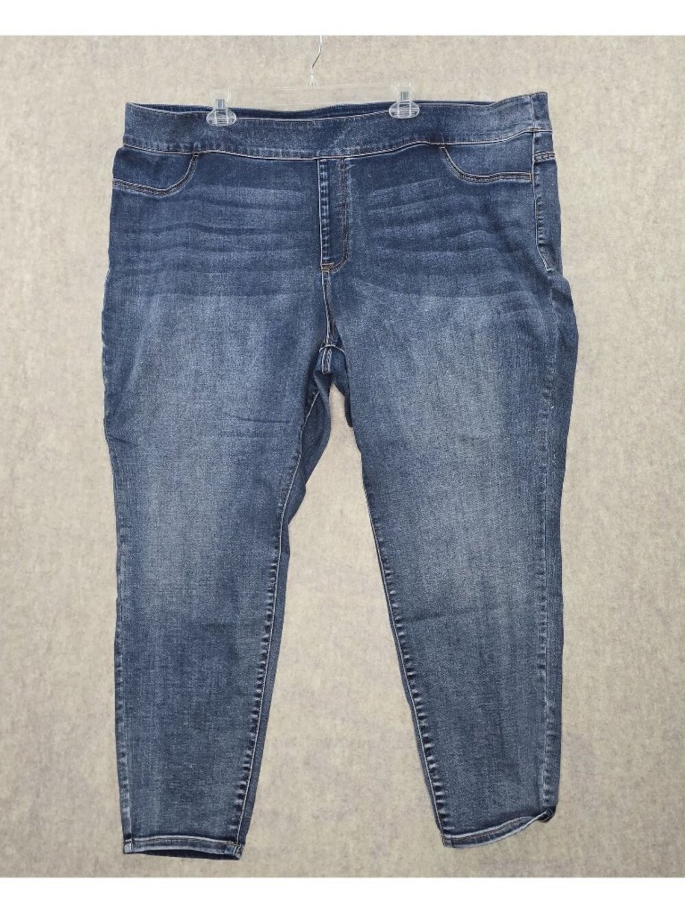 Lane Bryant Womens Stretch Denim Skinny Jeans Dark Wash Size 28 Mid Rise Cotton